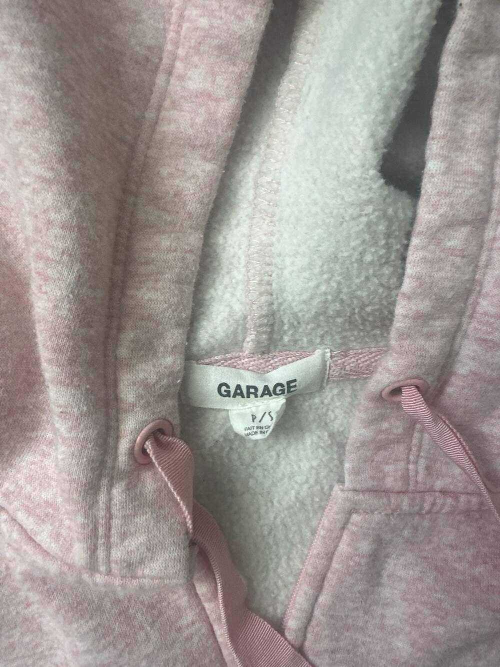 Garage Heather Pink Cropped Zip-Up Hoodie Size S - Picture 2 of 4